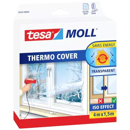 tesamoll Thermo Cover - Transparente Fenster-Isolierfolie zur Wärmedämmung