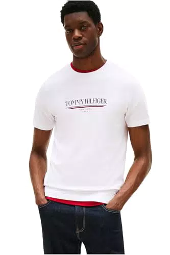 Tommy Hilfiger Herren T-Shirt Kurzarm Brand Love aus Baumwolle