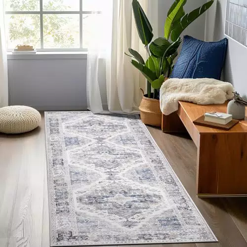 TOPICK Vintage Teppichläufer Orientalisch für Flur, Schlafzimmer und Wohnzimmer