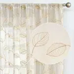 TOPICK Vorhang Voile mit Blätter-Stickerei für Wohnzimmer und Schlafzimmer