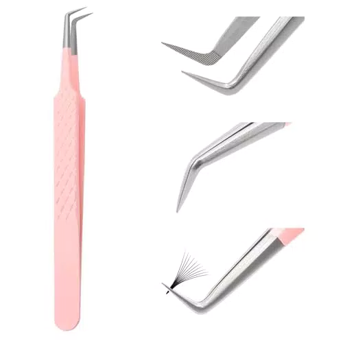 FADVAN Professionelle Wimpern Pinzette mit gebogener Spitze für Verlängerung