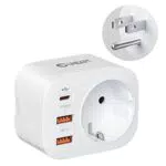 Unidapt Reiseadapter 4 in 1 mit 3 USB, Typ C PD 20W für USA, Kanada und Mexiko