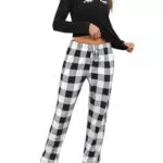 Uniexcosm Schlafanzug Damen Lang Pyjama Set Baumwolle Winter Nachtwäsche