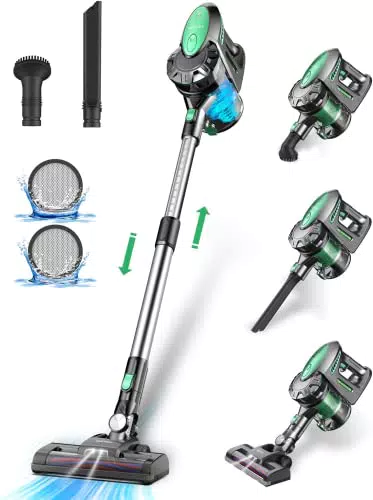 Vactidy Akku Staubsauger V8 kabellos mit 22KPa Saugkraft, 35min Laufzeit