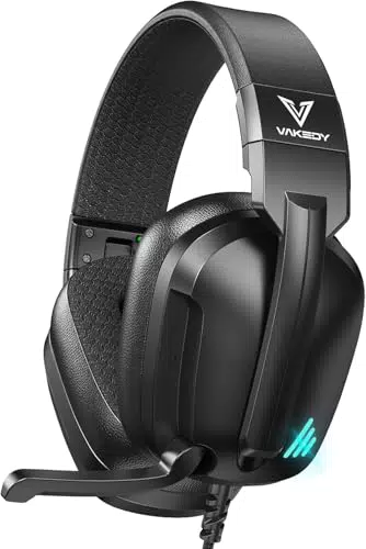 Vakedy Gaming Headset für PS4, PS5, PC, Xbox und Switch mit Mikrofon und Geräuschunterdrückung