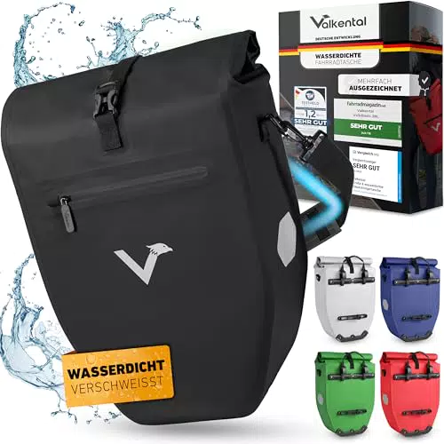 Valkental Gepäckträgertasche - Wasserdichte Fahrradtasche mit Reflektoren