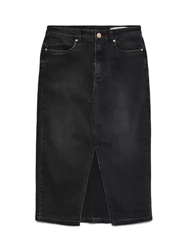 Vero Moda Damen Jeansrock mit hoher Taille und langer Länge