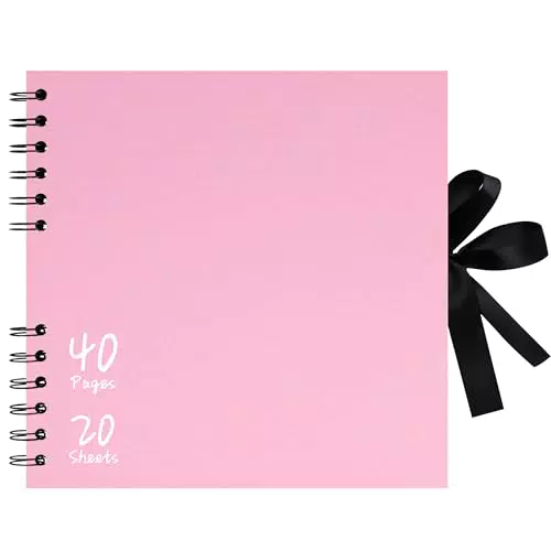 Vienrose Scrapbook Fotoalbum zum Selbstgestalten mit 40 Seiten Schwarz Kraftpapier