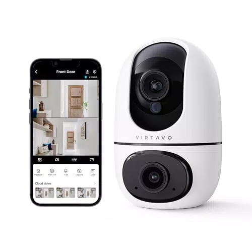 Virtavo Überwachungskamera Innen 2MP WLAN Dual Lens 360° PTZ mit Bewegungserkennung
