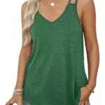 WIHOLL Damen Tank Top mit Spaghettiträger und V-Ausschnitt, elegante Bluse