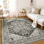 WITSHOCK Waschbarer Boho Teppich, rutschfest, Vintage für Wohnzimmer und Esszimmer