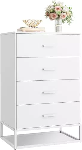 WLIVE Hochkommode mit Schubladen und stabilem Metallrahmen für Flur und Schlafzimmer