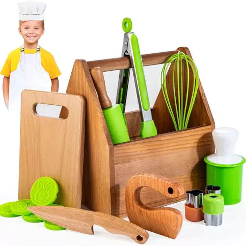 WOODMAM Kinderküche Zubehör – Montessori Holzspielzeug für kreative Kinder