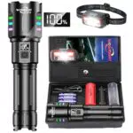 WOWNIGHT LED Taschenlampe aufladbar, extrem hell mit 5 Modi für Outdoor-Einsätze