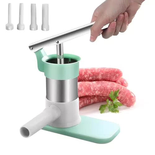 Wurstfüller Edelstahl manuell - Wurstmaschine für den Haushalt mit Füllrohren