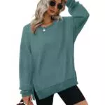 XIEERDUO Sweatshirt Damen Rundhals Oversized Langarmshirt Herbst Winter