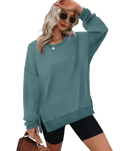 XIEERDUO Sweatshirt Damen Rundhals Oversized Langarmshirt Herbst Winter