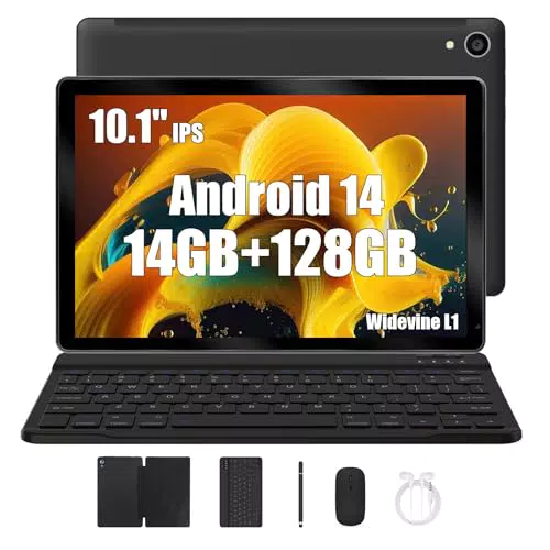 Yicty 10 Zoll Android 14 Tablet PC mit 14 GB RAM, 128 GB ROM, Octa-Core, WiFi 6