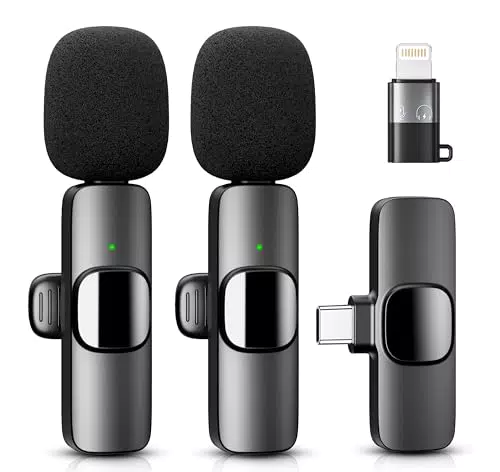 YRF Kabelloses Lavalier Mikrofon für iPhone, Android, Computer – Ideal für Streaming & Interviews