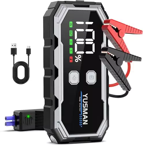 YUSMAN Starthilfe Powerbank 5000A für PKW mit LED-Taschenlampe und USB-Anschluss