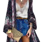 ZANZEA Damen Blumen Kimono Strickjacke Boho Strandkleid Poncho Cover Up