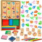 Zayvor Stempel Set für Kinder - Holzstempel für Karten und Geschenke