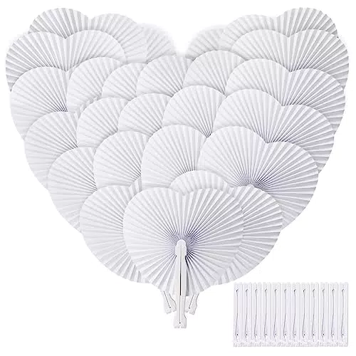 Handfächer Hochzeit - Weiß Papierfächer für Damen und Gäste