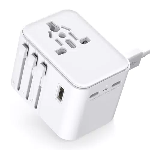 Universal Reiseadapter mit 2 USB-A & 2 USB-C, Weltweit Adapter für USA, UK, Australien, Japan