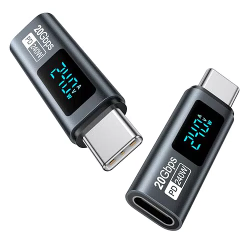USB C Adapter 240W mit LED Display, 20Gbps, MAX 48V/5A für iPhone 15 & Samsung Galaxy
