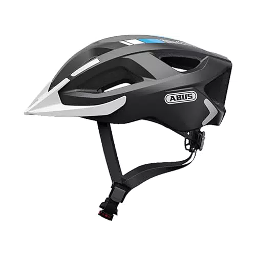 ABUS Stadthelm Aduro 2.0 - Allround-Fahrradhelm mit Licht - in sportivem Design für den Stadtverkehr - für Damen und Herren - Silber