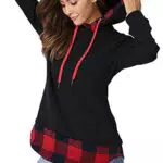 Aitos Damen Kapuzenpullover Zweifarbige Sweatshirt Longsleeve Tops