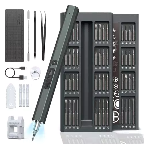 Hancaner Mini Elektrischer Akku Schraubendreher Set mit LED für Laptop, PC, Handy