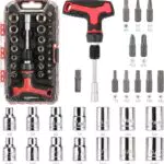 Amazon Basics Magnetisches Ratschen-Schlüssel-Set mit T-Griff und Schraubendreher