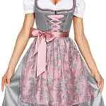 AMZHOTER Dirndl Damen Midi Trachtenkleid mit Dirndlbluse und Schürze für besondere Anlässe