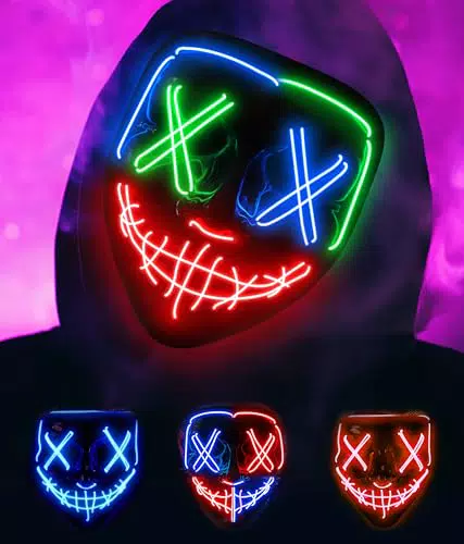 AnanBros LED Halloween Maske – Leuchtende Gesichtsmaske für Kostüm & Party