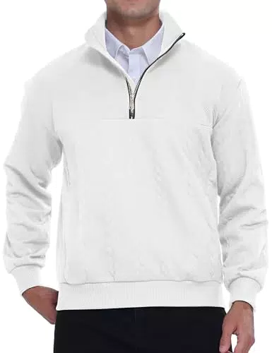 APTRO Herren Sweatshirt ohne Kapuze mit Halb-Reißverschluss und Seitentaschen