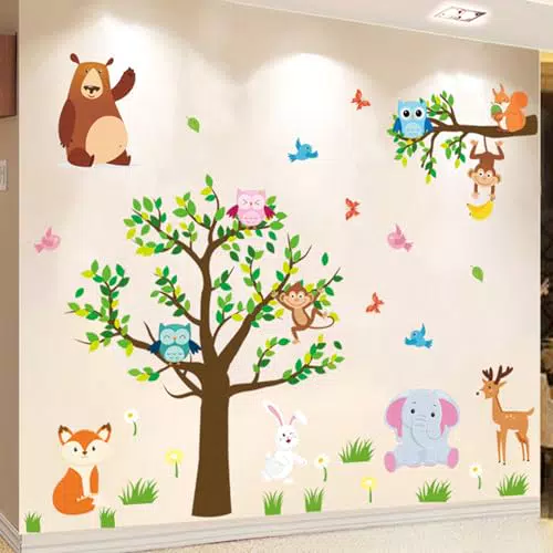 Arawat Tree Wandtattoo - Tierische Wanddeko für Schlafzimmer und Kinderzimmer