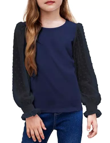 Arshiner Langarmshirt für Mädchen mit gesmokten Rüschenmanschetten