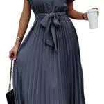 ASOMI Damen Hemdkleid Kurzarm - Elegantes Strand- und Bürokleid mit Gürtel