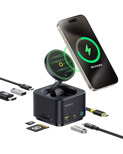 Baseus 7-in-1 Magsafe USB-C Dockingstation mit Qi2 15W Ladegerät und 4K HDMI