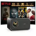 Jimveo 4K Beamer für Netflix mit Dolby Audio, KI-Autofokus, WiFi6 und Bluetooth