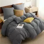 BEDSURE Bettwäsche 135x200 4teilig Grau - 2er Set Bettbezug mit 2 Kissenbezüge 80x80 cm