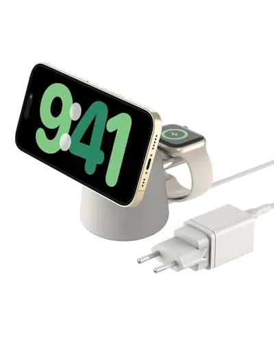 Belkin BoostCharge Pro 2-in-1 Kabellose Ladestation mit Qi2 und MagSafe für iPhone und Apple Watch