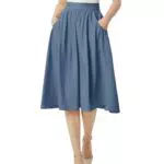 Belle Poque Vintage Damen Rock mit Hoher Taille A-Linie für die Arbeit