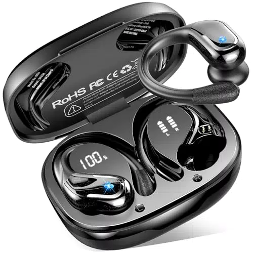 Bluetooth Kopfhörer Sport mit 75 Std Akkulaufzeit, IPX8 Wasserdicht, 3D Stereo Bass