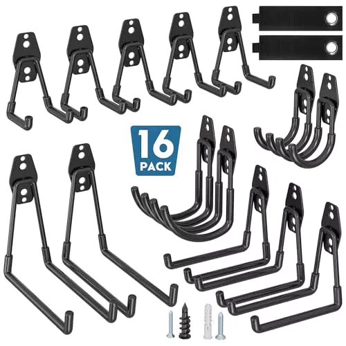 BONTEC Garagen-Wandhaken-Set mit PVC-Beschichtung für Holz, Ziegel & Trockenbau