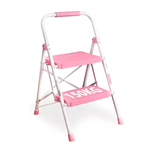 BONTEC Trittleiter Klappbar mit Anti-Rutsch-Pedalen für Zuhause und Garten