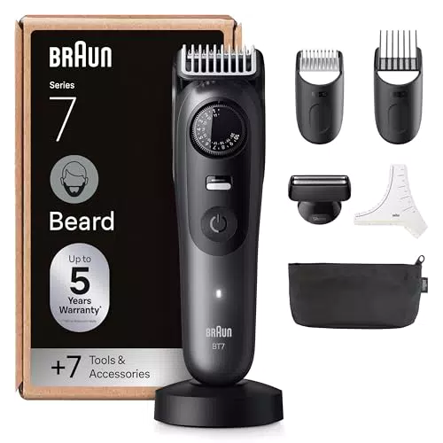 Braun Barttrimmer Series 7 BT7525 - Kabelloser Bartschneider mit 40 Längen und Wasserdicht