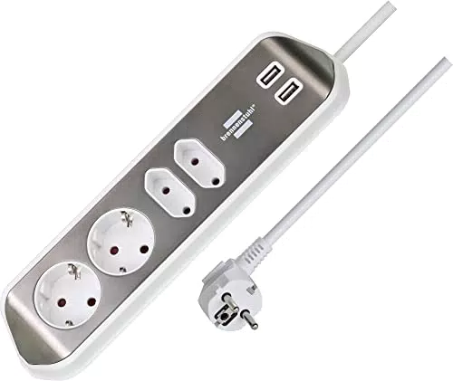 Brennenstuhl Estilo Ecksteckdosenleiste mit USB-Ladefunktion für Küche und Büro