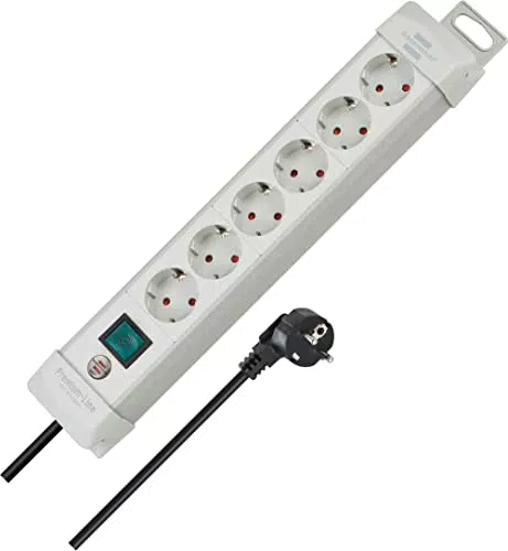 Brennenstuhl Premium-Line Steckdosenleiste mit Schalter und 3m Kabel - 6-fach, Wandmontage - Made in Germany